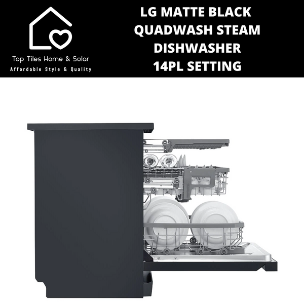 LG Matte Black QuadWash Steam Dishwasher - 14Pl Setting
