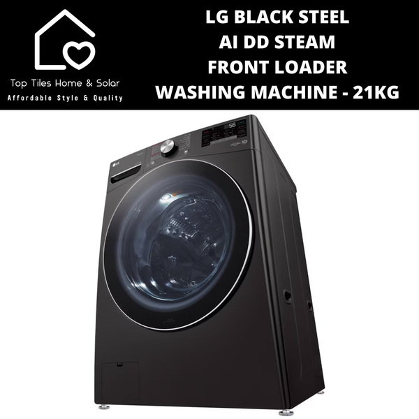 LG Black Steel AI DD Steam Front Loader Washing Machine - 21kg