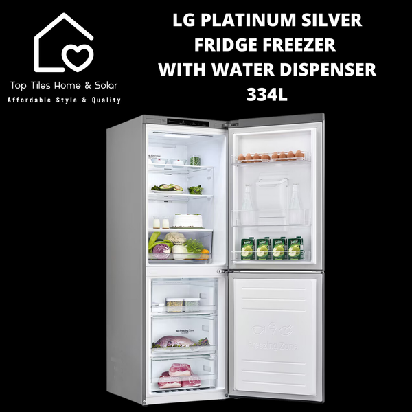 LG Platinum Silver Fridge Freezer with Water Dispenser - 334L
