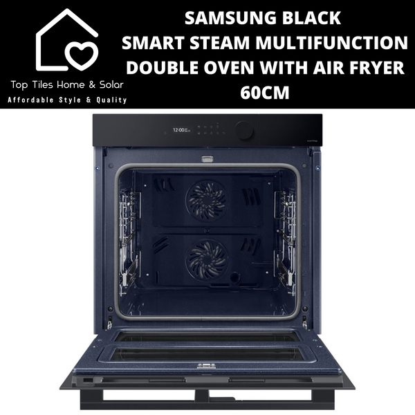 Samsung Black Smart Steam Multifunction Double Oven with Air Fryer - 60cm