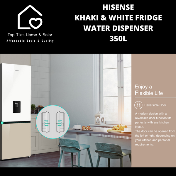 Hisense Khaki & White Combi Fridge - 350L Water Dispenser