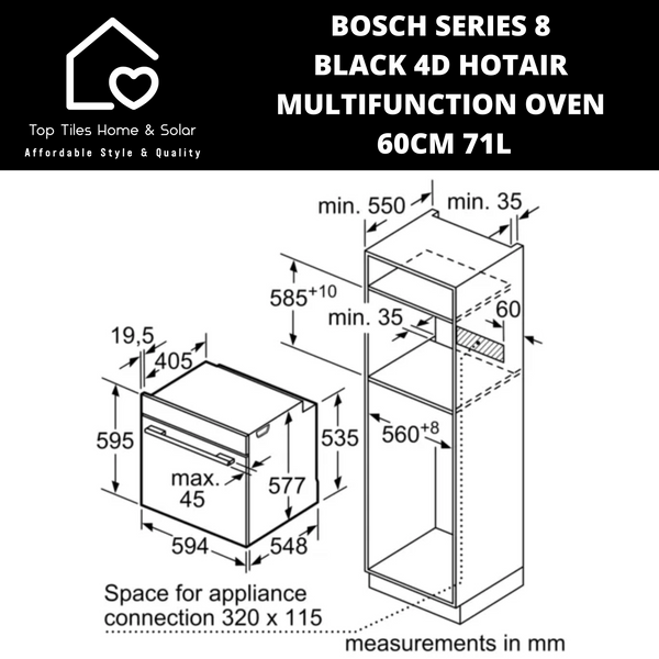Bosch Series 8 - Black 4D HotAir Multifunction Oven - 60cm 71L
