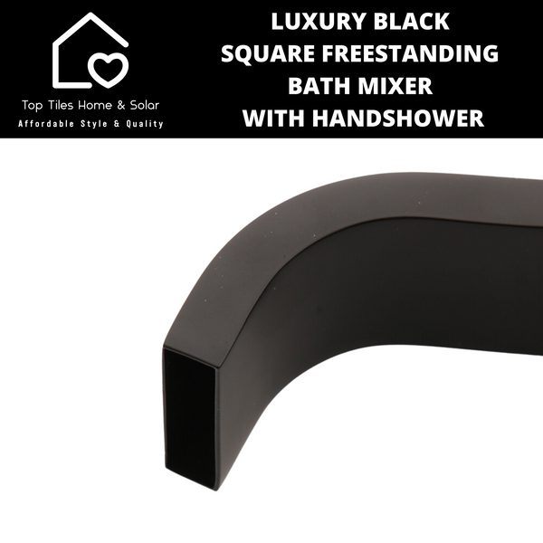 Luxury Black Square Freestanding Bath Mixer With Handshower
