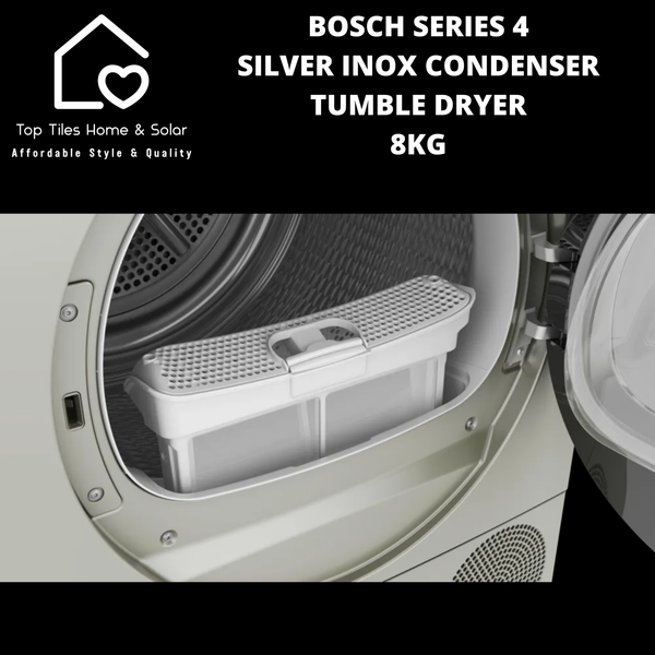Bosch Series 4 - Silver Inox Condenser Tumble Dryer - 8kg