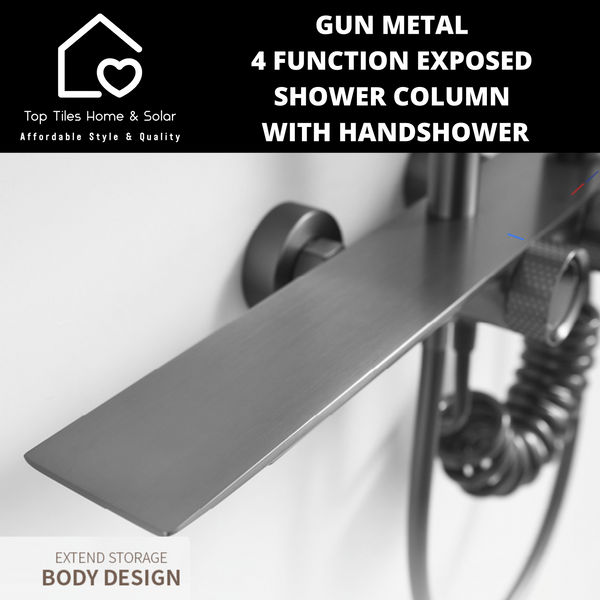 Gun Metal 4 Function Exposed Shower Column With Handshower