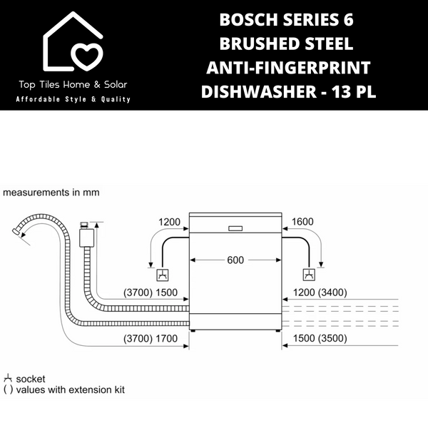 Bosch Series 6 - Brushed Steel Anti-Fingerprint Dishwasher - 13 Place Setting