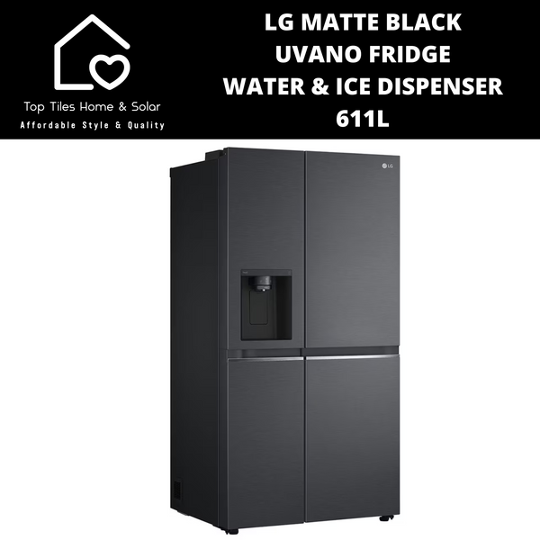 LG Matte Black Uvano Fridge - 611L Water & Ice Dispenser
