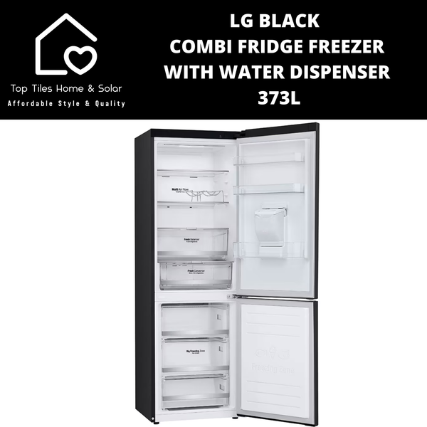 LG Black Combi Fridge Freezer - 373L Water Dispenser