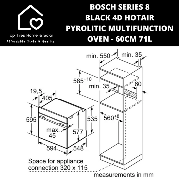 Bosch Series 8 - Black 4D HotAir Pyrolitic Multifunction Oven - 60cm 71L