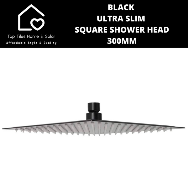 Black Ultra Slim Square Shower Head - 300mm