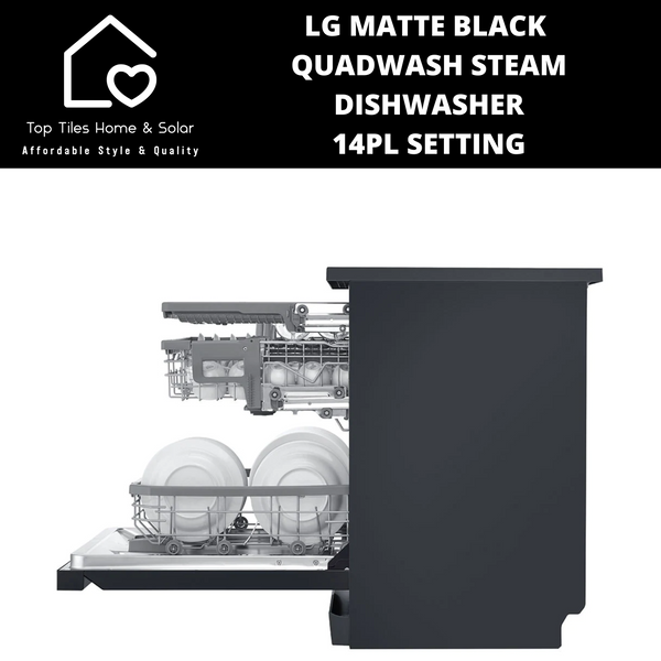 LG Matte Black QuadWash Steam Dishwasher - 14Pl Setting