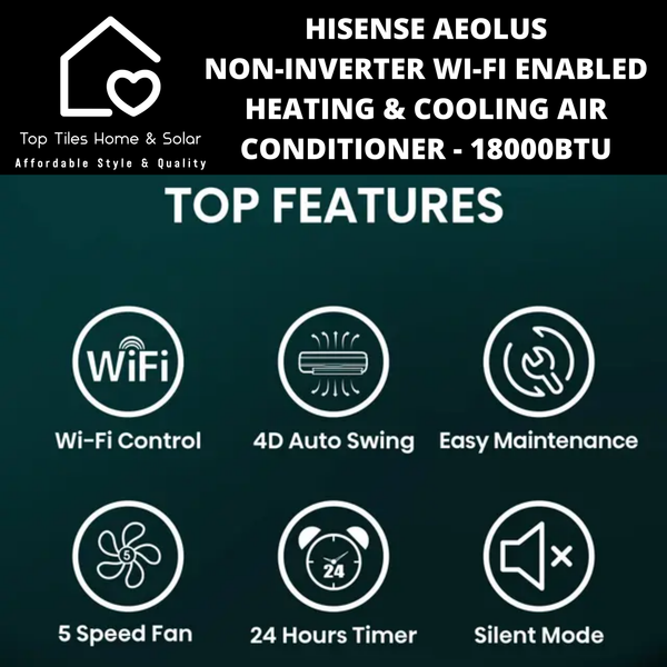 Hisense Aeolus Non-Inverter Wi-Fi Enabled Heating & Cooling Air Conditioner - 18000BTU
