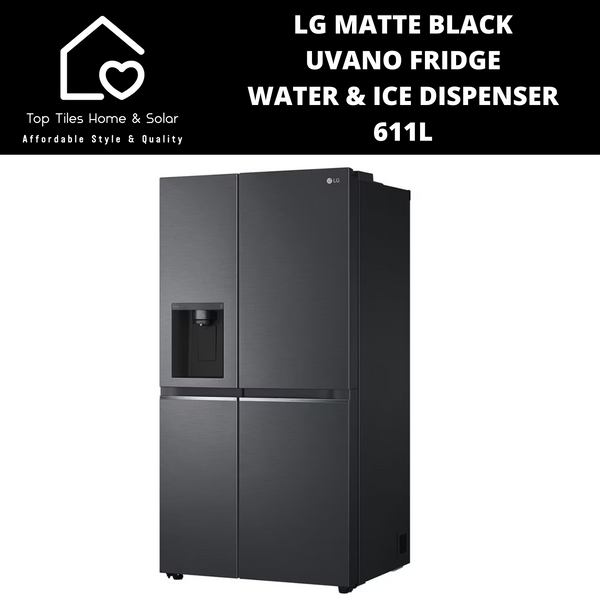 LG Matte Black Uvano Fridge - 611L Water & Ice Dispenser