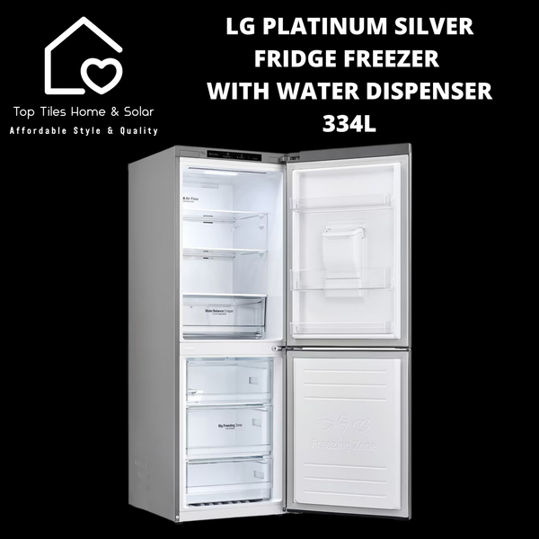 LG Platinum Silver Fridge Freezer with Water Dispenser - 334L