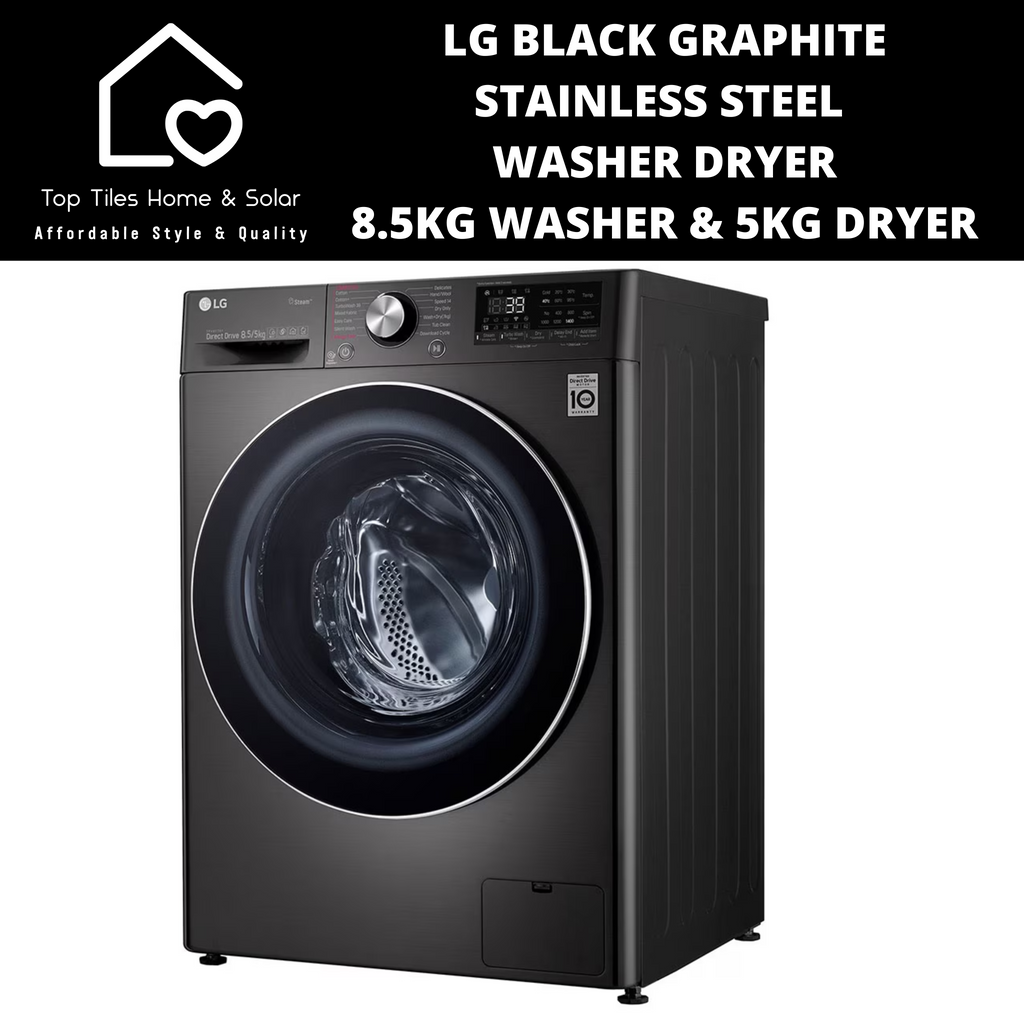 LG Black Steel Vivace Washer Dryer 8.5kg Washer 5kg Dryer