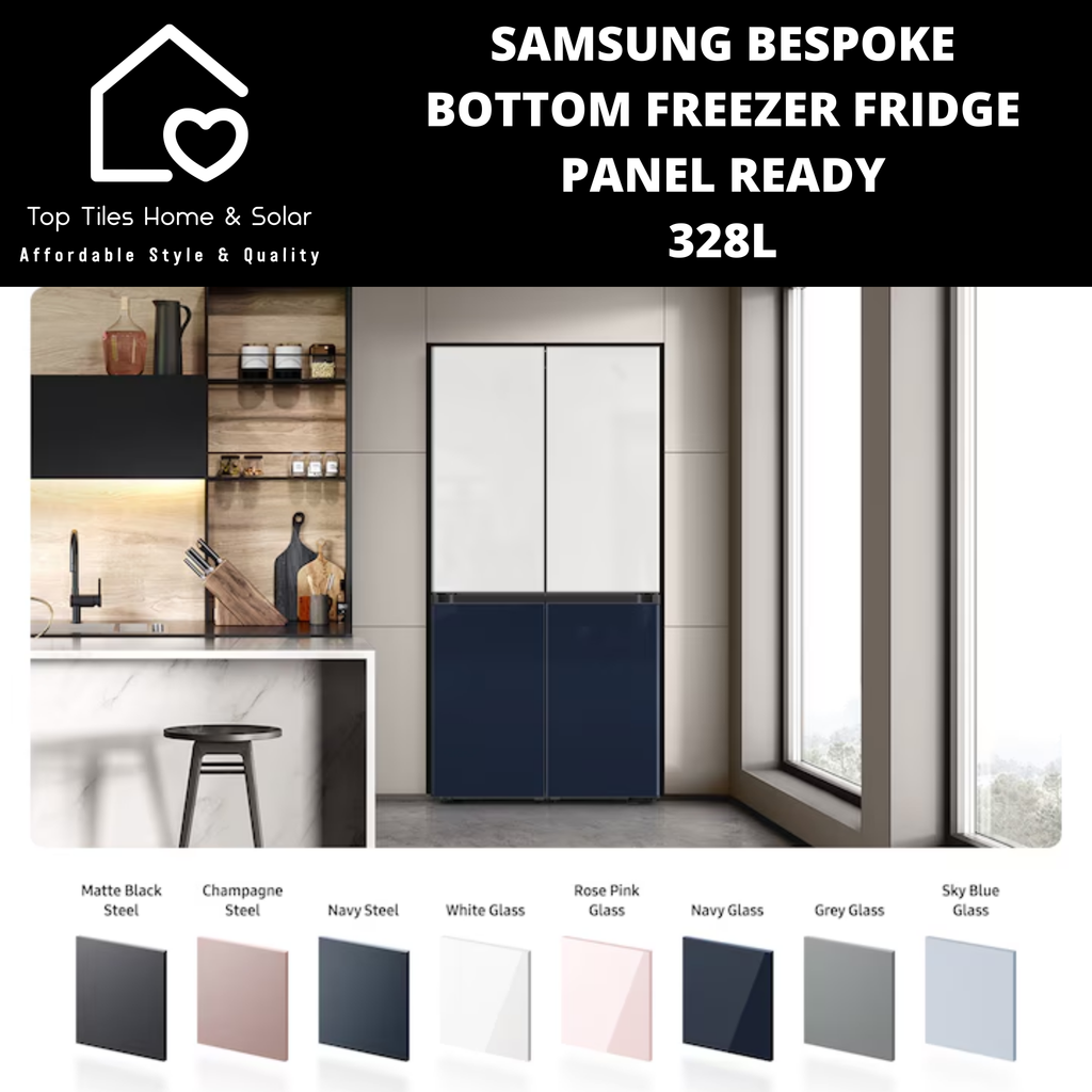 Samsung Bespoke Bottom Freezer Fridge Panel Ready 328L Top Tiles