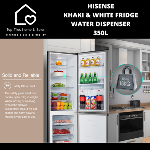 Hisense Khaki & White Combi Fridge - 350L Water Dispenser