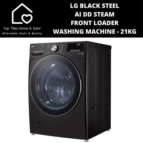 LG Black Steel AI DD Steam Front Loader Washing Machine - 21kg