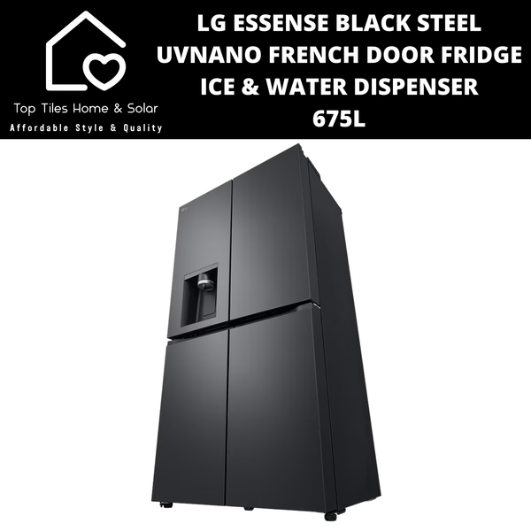 LG Essense Black Steel UVNano French Door Fridge - 675L Ice & Water Dispenser