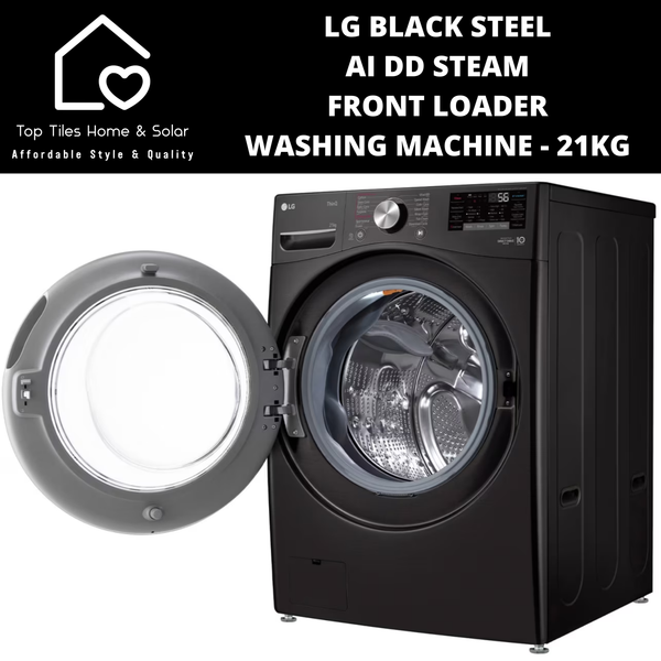 LG Black Steel AI DD Steam Front Loader Washing Machine - 21kg