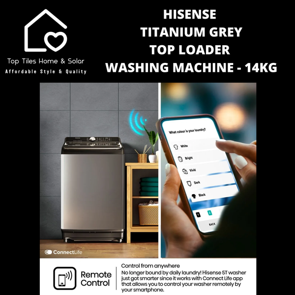 Hisense Titanium Grey Top Loader Washing Machine - 14kg