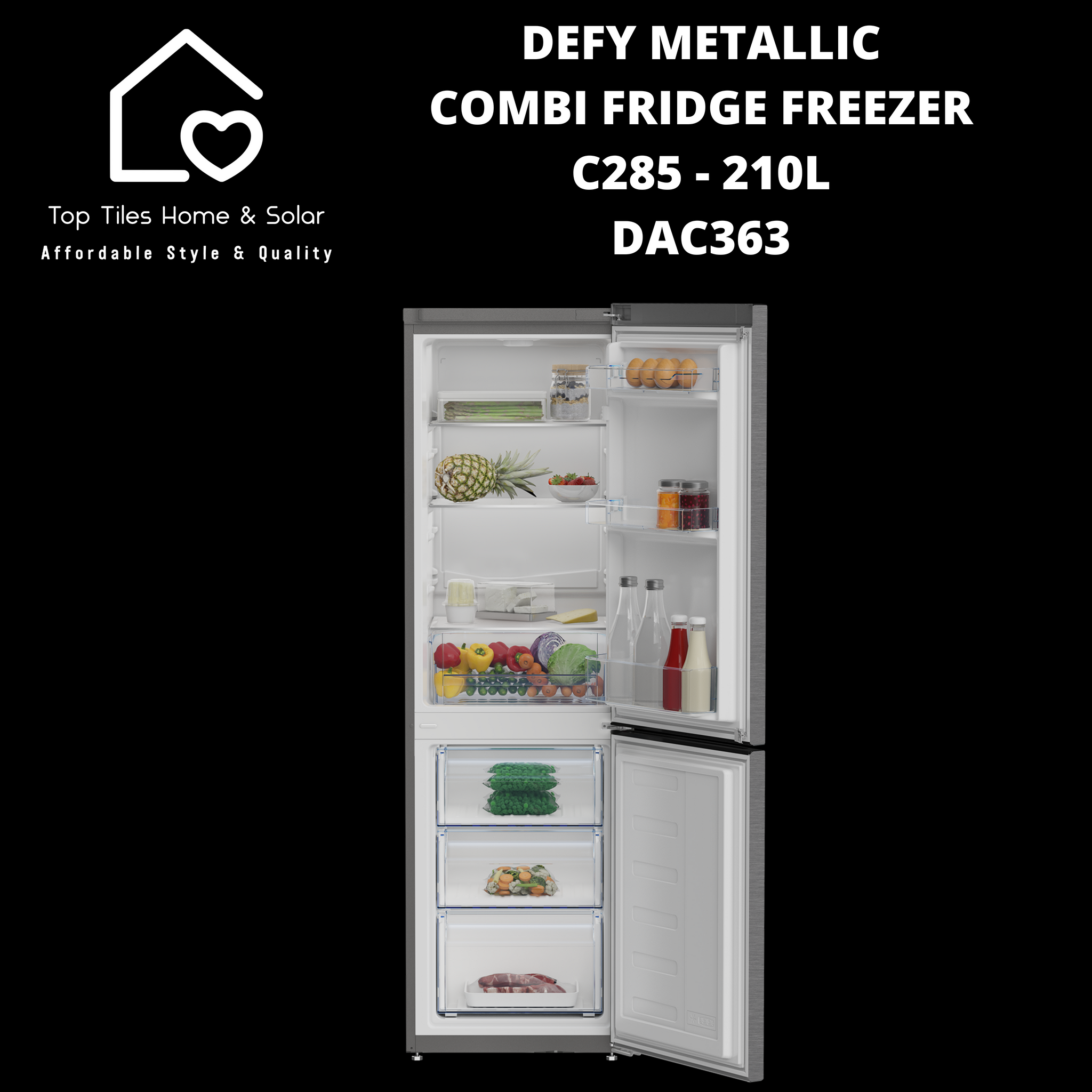Defy Metallic Combi Fridge Freezer C285 - 210L DAC363 – Top Tiles