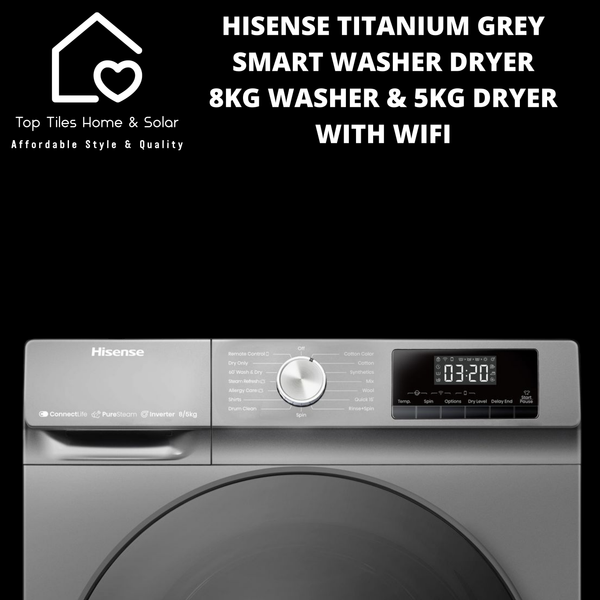 Hisense Titanium Grey Smart Washer Dryer - 8kg Washer & 5kg Dryer