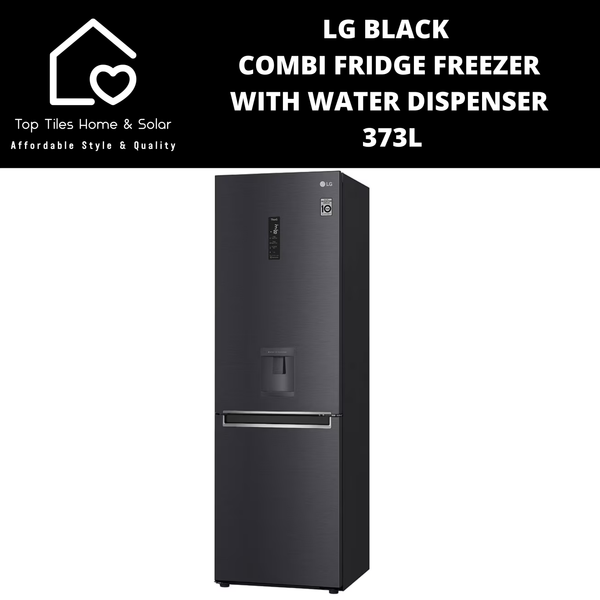 LG Black Combi Fridge Freezer - 373L Water Dispenser