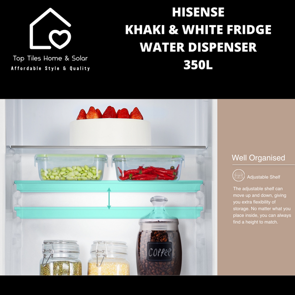 Hisense Khaki & White Combi Fridge - 350L Water Dispenser