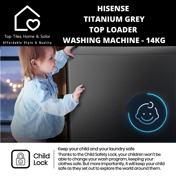 Hisense Titanium Grey Top Loader Washing Machine - 14kg