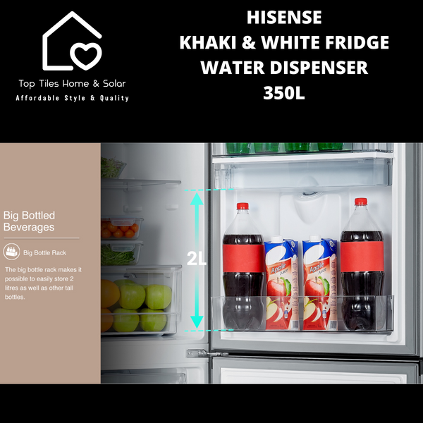 Hisense Khaki & White Combi Fridge - 350L Water Dispenser