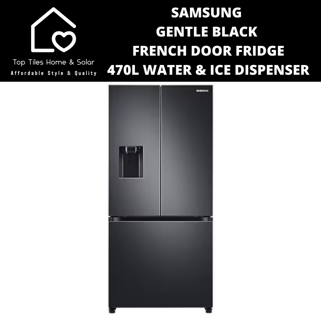 Samsung Gentle Black French Door Fridge 470L Water Ice
