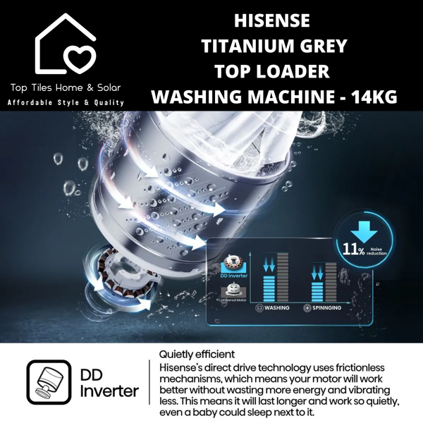 Hisense Titanium Grey Top Loader Washing Machine - 14kg