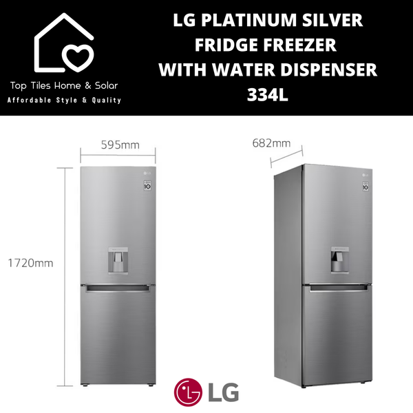 LG Platinum Silver Fridge Freezer with Water Dispenser - 334L