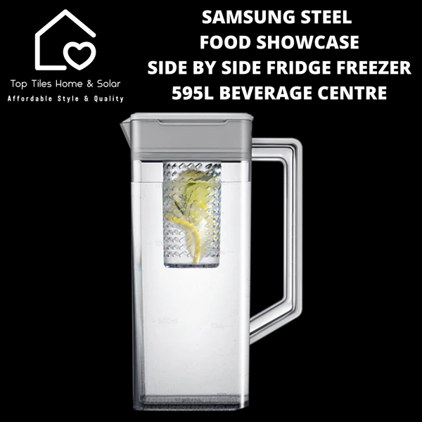 Samsung Steel Food Showcase Side by Side Fridge Freezer - 595L Beverage Centre