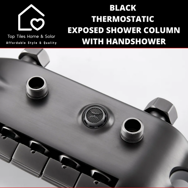 Black Thermostatic Exposed Shower Column With Handshower