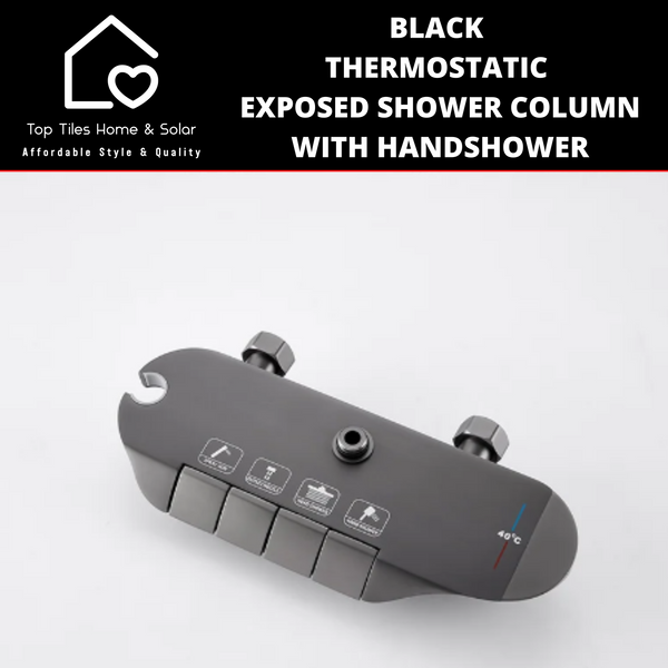 Black Thermostatic Exposed Shower Column With Handshower