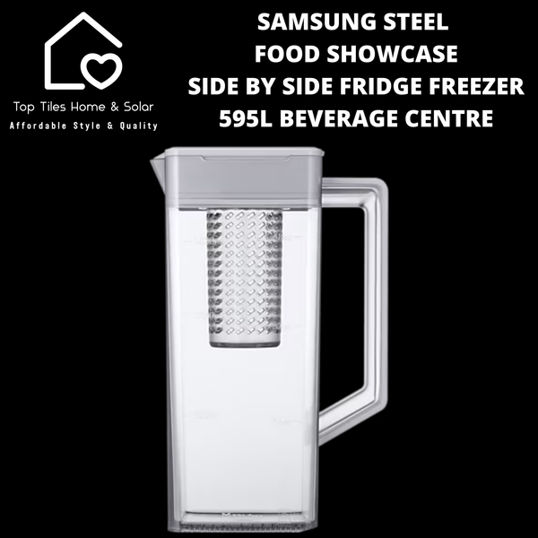 Samsung Steel Food Showcase Side by Side Fridge Freezer - 595L Beverage Centre