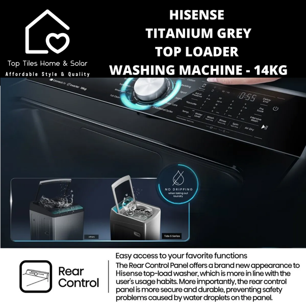 Hisense Titanium Grey Top Loader Washing Machine - 14kg