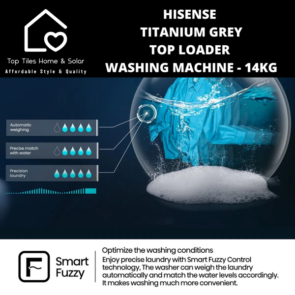 Hisense Titanium Grey Top Loader Washing Machine - 14kg