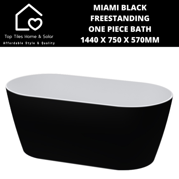 Miami Black Freestanding One Piece Bath - 1440 x 750 x 570mm