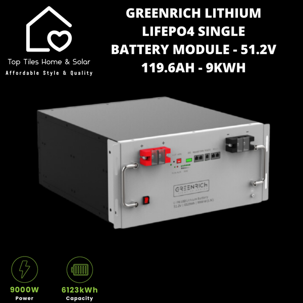 Greenrich UP6100 Lithium LiFePo4 Single Solar Battery Module - 51.2V 119.6Ah 9kWh