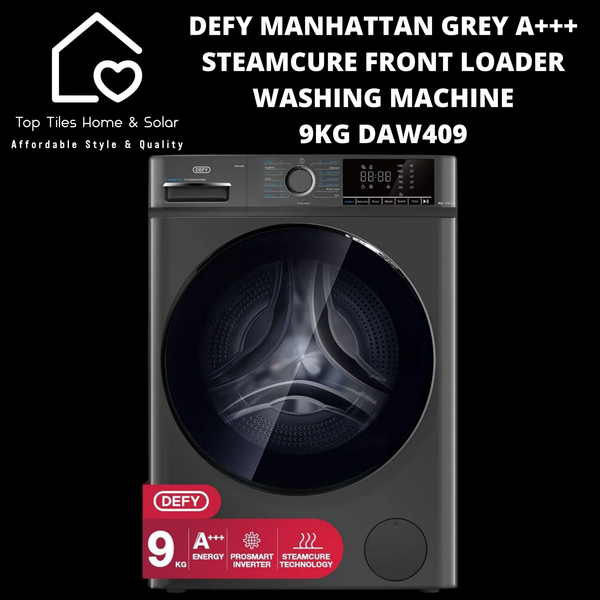 Defy Manhattan Grey A+++ SteamCure Front Loader Washing Machine - 9kg DAW409