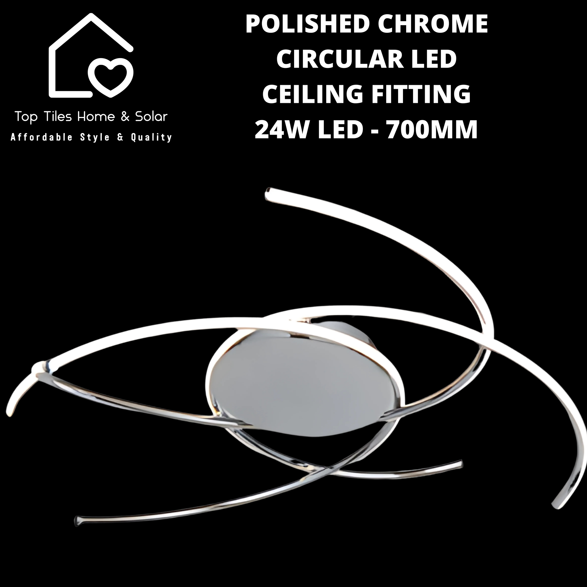 Polished Chrome Circular LED Ceiling Fitting - 24W LED - 700mm