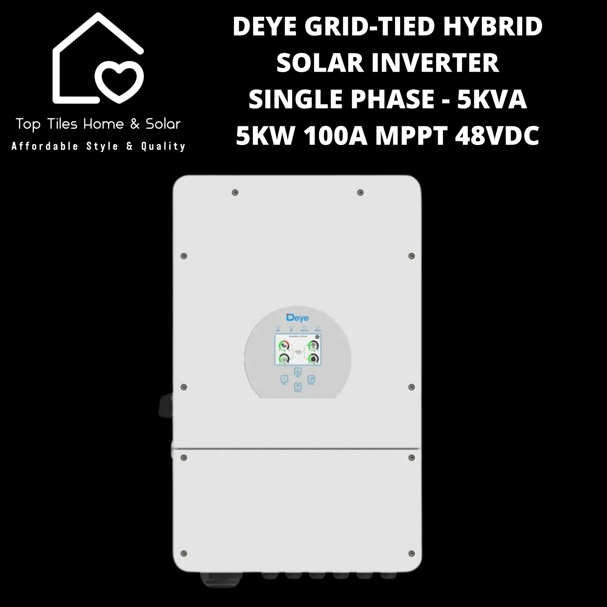 Deye Grid-Tied Hybrid Solar Inverter Single Phase - 5kVA - 5kW 100A MPPT 48VDC