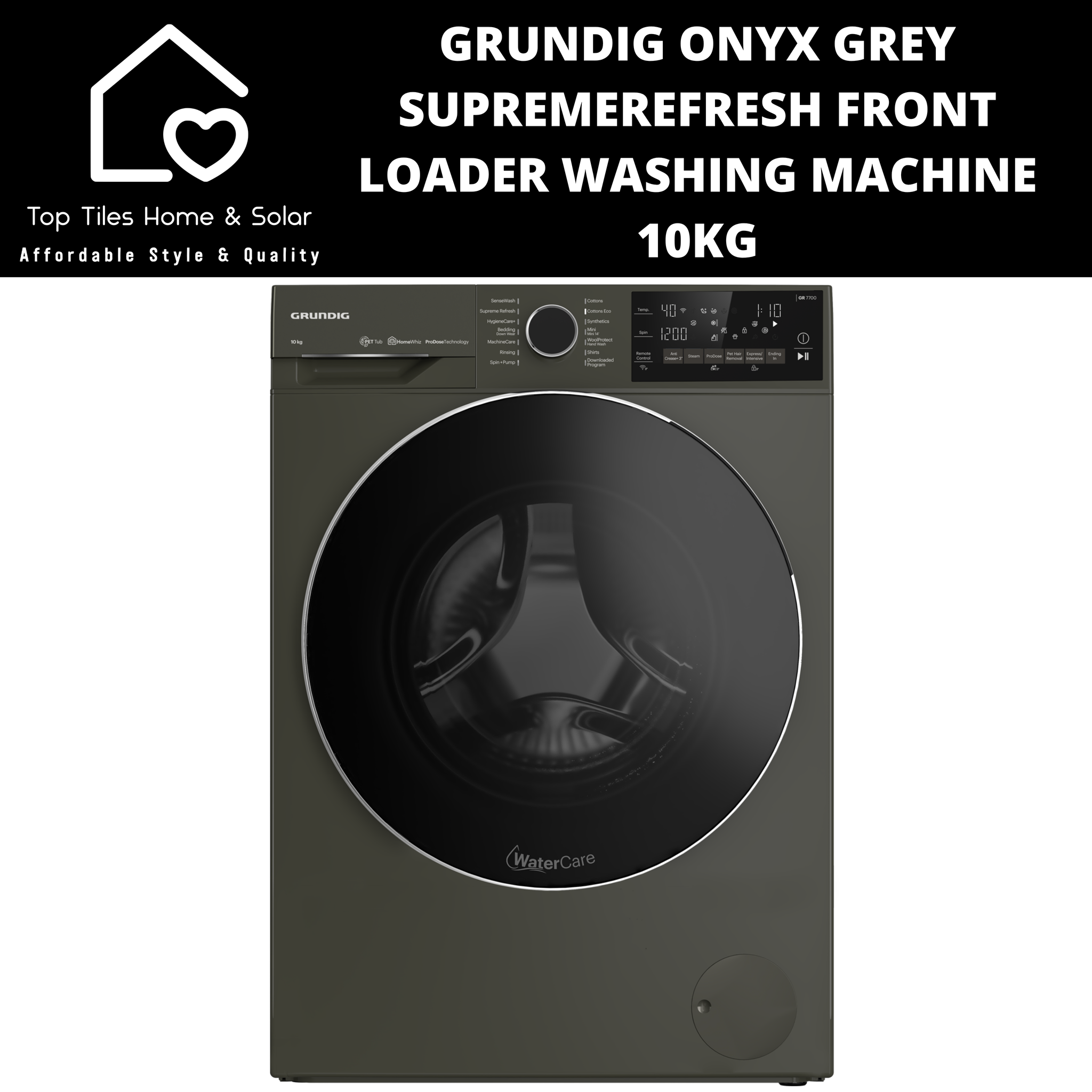 Grundig Onyx Grey SupremeRefresh Front Loader Washing Machine - 10kg