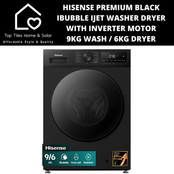 Hisense Premium Black iBubble iJet Washer Dryer with Inverter Motor - 9/6kg Washer Dryer