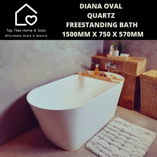 Diana Oval Quartz Freestanding Bath - 1500mm x 750 x 570mm