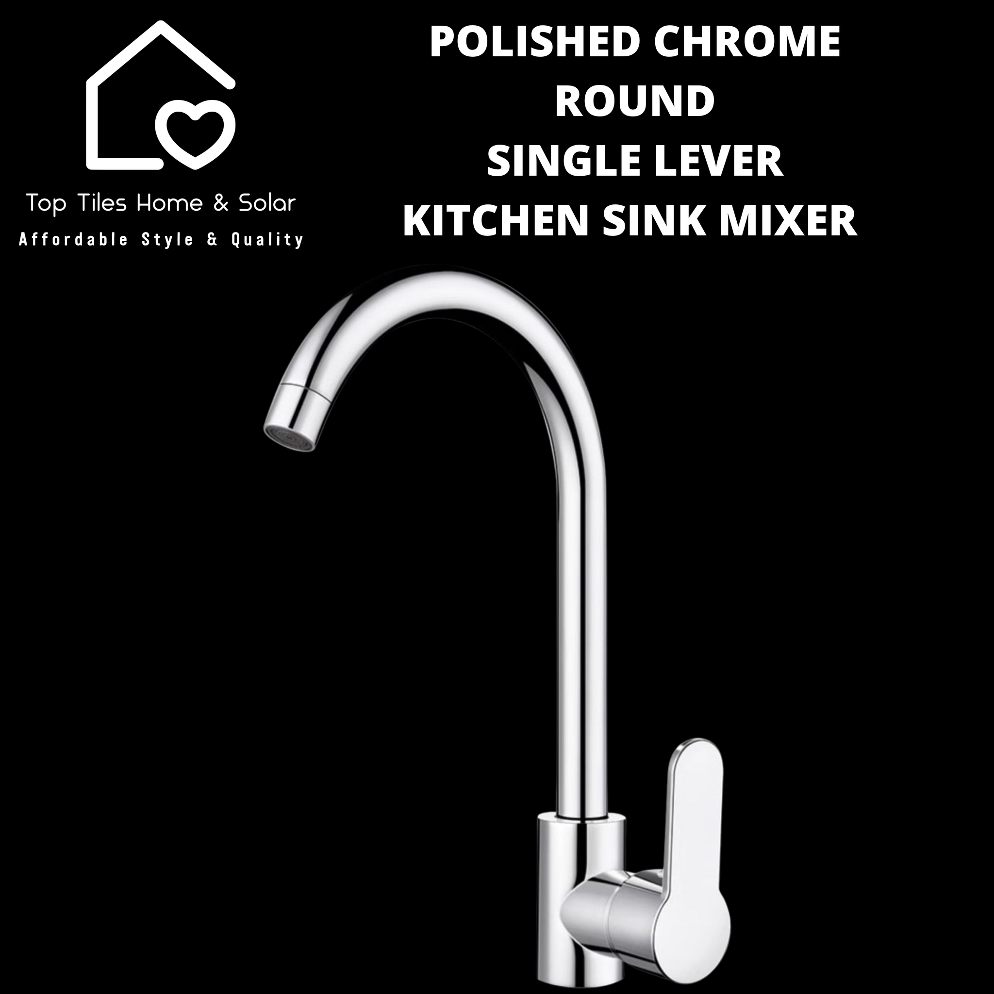 Polished Chrome Round Single Lever Kitchen Sink Mixer
