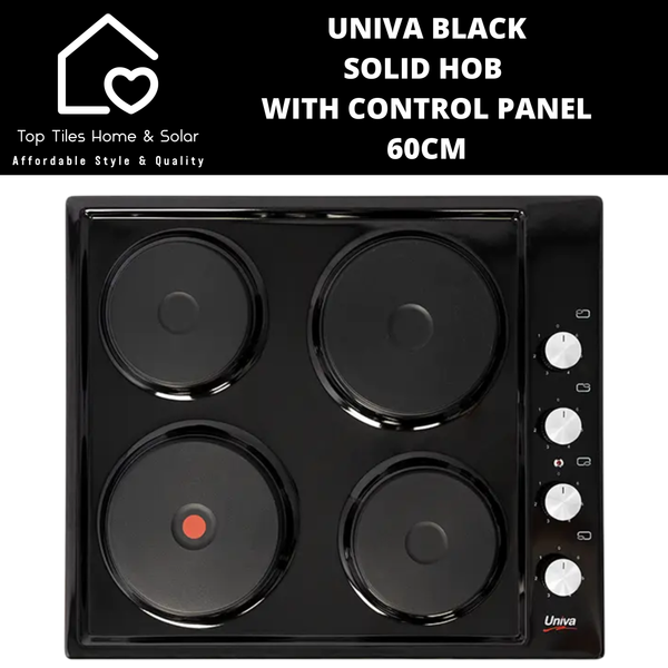 Univa Black Solid Hob with Control Panel - 60cm